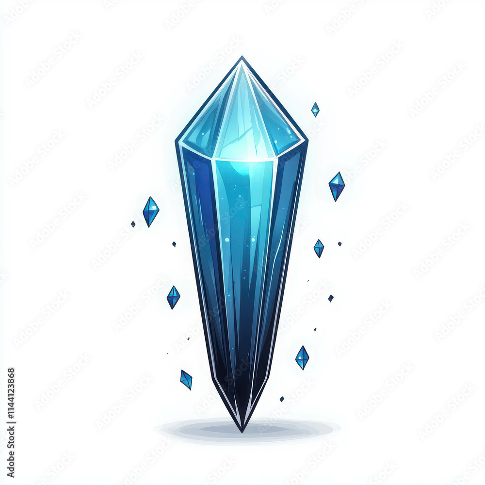 Aufkleber Mystical Crystal in Cartoon Style with Sharp Angular Features and Magical Glow