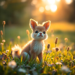 Adorable and cute nature photograph bathed in warm golden hour light just after sunrise or before sunset featuring soft light and charming features.jpg