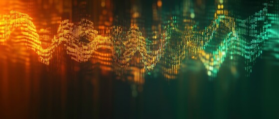 Fototapeta premium An abstract digital representation featuring flowing lines and vibrant colors, suggesting movement and energy, often used in technology and data visualizations.