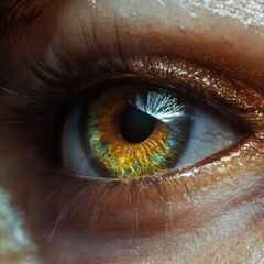 Close-up of a human eye with vivid color and detail