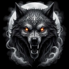 Fierce Gothic Wolf Portrait