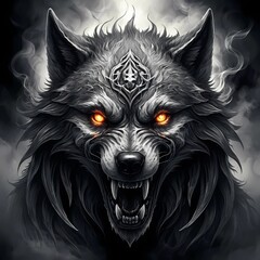 Wolf Portrait in Gothic Style