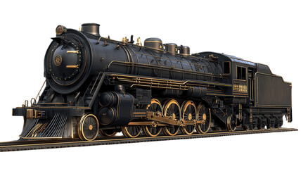 Obraz premium A classic steam locomotive showcasing vintage design and powerful features displayed against a transparent background.