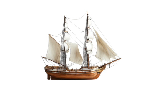 Highly Detailed Model of a Sailing Ship with Impressive Sails, Perfect for Nautical Themed Projects, Decor, or Educational Purposes.