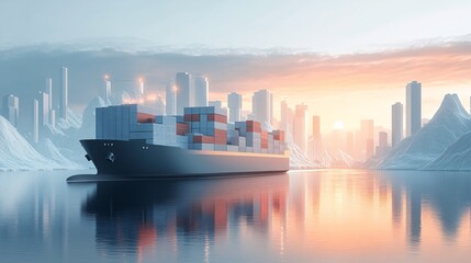 Naklejka premium A stylish website cover for cargo transport, banner format with grey and blue tones, emphasizing efficiency and modern logistics solutions.