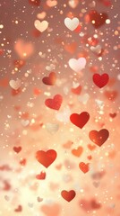 Obraz premium Swirling heart patterns on soft peach gradient background