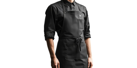 Chef wearing black apron isolated on transparent background