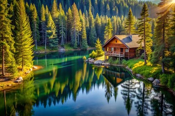 Bird's Eye View Cozy Wooden Lake Cabin:  Pine Trees, Serenity, Nature Escape