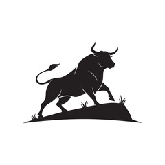 bull silhouette vector logo design illustration