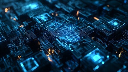 High-Definition Blue Quantum Circuits with Modern Texture