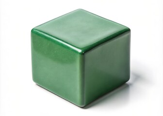 Bistro Green Matte Ceramic Cube - High-Resolution 3D Render, Bird's Eye View