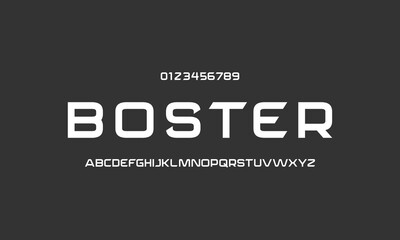 Sans serif sport typography font vector. Modern technology bold character set. Creative alphabet future typeface. Digital letter type style. Logo art banner poster flyer billboard text graphic design