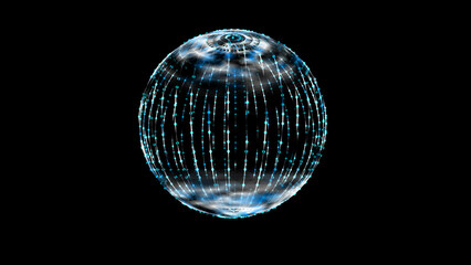 Abstract technology sphere with connecting dots, lines and triangles. Digital abstract network structure. 3D rendering.