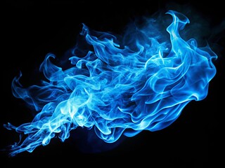 Fototapeta premium Blue Fire Flowing, Abstract Blaze, Dark Background, Action Shot, Dynamic Energy, Fiery Streams, Celestial Flames