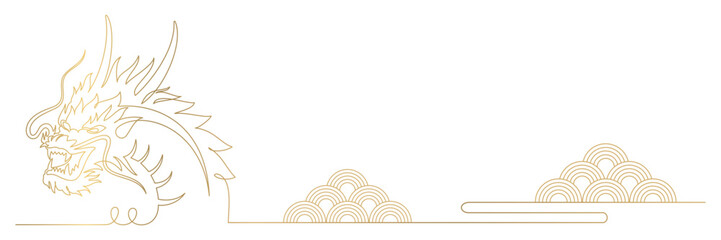 golden dragon drawing line art style illustration 2