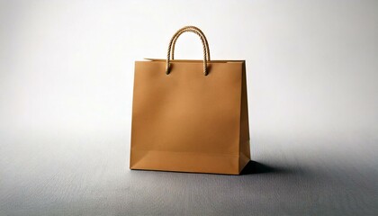 A display shopping bag on the floor on a white background. Marketing and business concept. Sale season.
