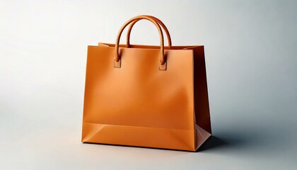 A display shopping bag on the floor on a white background. Marketing and business concept. Sale season.