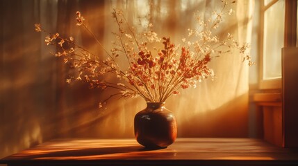 Warm autumn gradient with metallic cherry gold accents