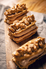 Three rectangular mille feuille pastries