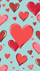 Valentine's Day card design. Illustration with oil paint. Pattern for printing on wall decorations, covers, wallpapers