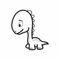 Cute long neck dinosaur coloring page vector illustration on white background