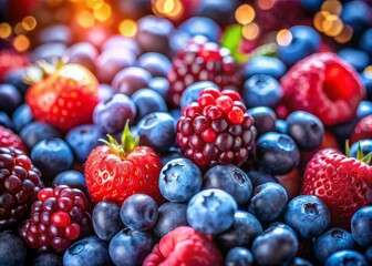 Close-Up Photography: Juicy Berry Medley - Blueberries, Raspberries, Blackberries