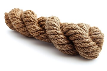 Fototapeta premium Hemp rope on white background. Organic material
