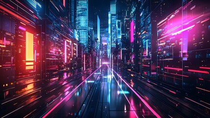 Sci-Fi Urban Vector Design with Neon Lights