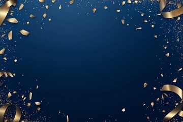 blue background frame with confetti 