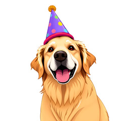 dog with hat and party hat
