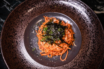 Spaghetti Napolitana from above
