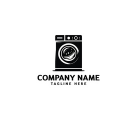 Vector silhouette washer machine logo design. Washing machine for washing. Vector icon illustration