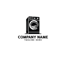 Vector silhouette washer machine logo design. Washing machine for washing. Vector icon illustration
