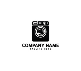 Vector silhouette washer machine logo design. Washing machine for washing. Vector icon illustration