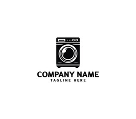 Vector silhouette washer machine logo design. Washing machine for washing. Vector icon illustration