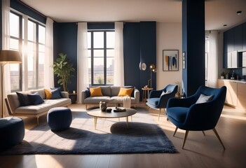 Fototapeta premium modern living room with fireplace