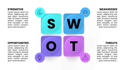 Infographic template. Swot analysis with 4 steps