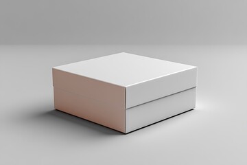 Naklejka premium White flat horizontal rectangle blank box from side angle. 3D illustration isolated on white background.