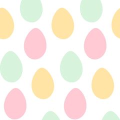 Colorful Eggs Seamless pattern in trendy soft green, yellow and pink Easter festive background idea