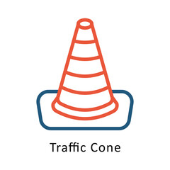 Traffic Cone Vector Two Color Icon. Eps 10 File 