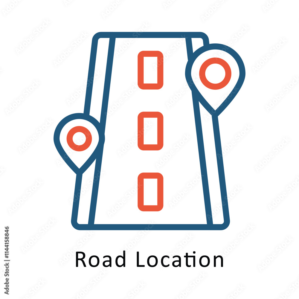 Poster road location vector two color icon. eps 10 file
