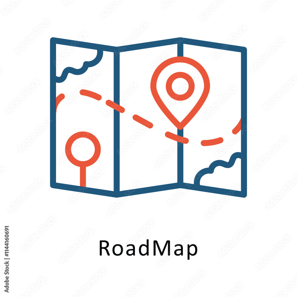 Poster road map vector two color icon. eps 10 file