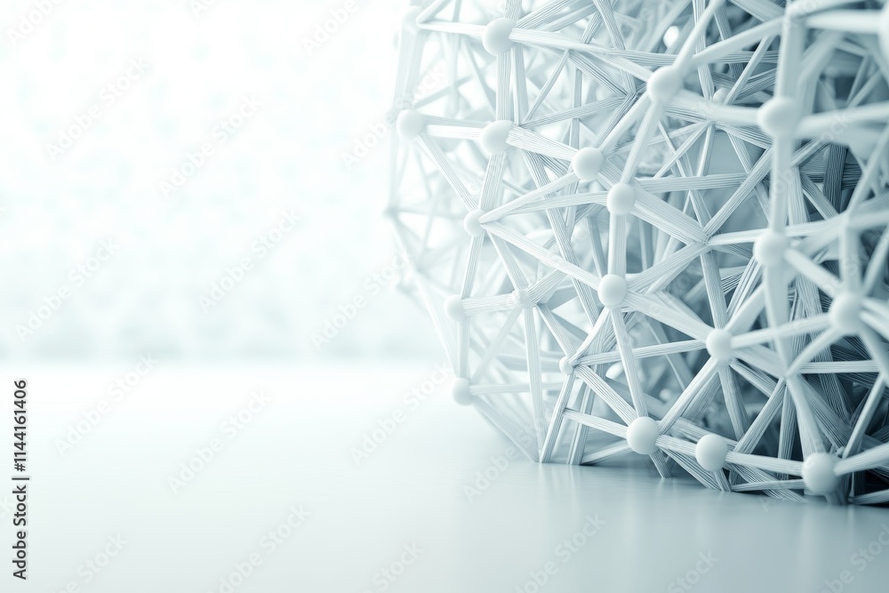 Poster complex white network structure on a light background representing interconnected ideas and concepts