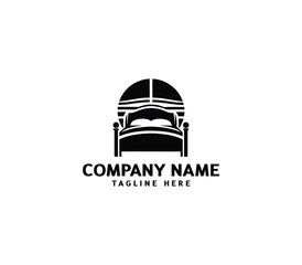 Fototapeta premium Vector bed logo design. Pillow shape design bed concept. Creative home bed logo. Bedroom, Furniture