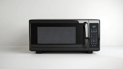 Obraz premium New modern microwave oven white background featuring sleek clean design showcasing kitchen appliances perfect product advertisements home appliances modern cooking themes