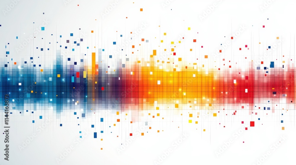 Aufkleber vibrant abstract waveform with colorful squares representing sound frequencies in a modern digital a