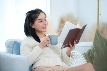 Asian young women with conducting their weekly holiday routines