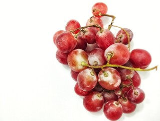 Bunch of red grapes on white background for advertising