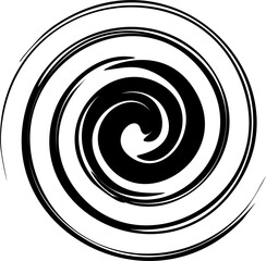 Abstract spiral, swirl, twirl design element. Curlicue, rotating shape. Volute, vortex, helix element