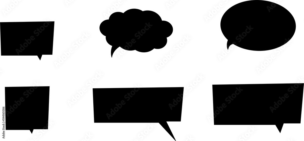 Poster set of different shapes and sizes of speech bubbles. empty comic bubbles. text box. vector illustrat